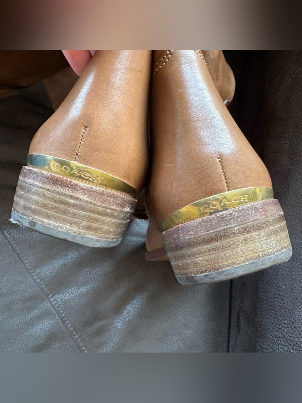 Coach Leather Laguna Tan Brown Riding Boots 10 Equestrian Preppy Old Money Knee - Picture 8 of 13